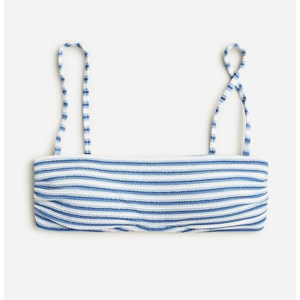 NEW J. Crew Women’s Plus 3X Textured Clean Bandeau Bikini Top In Stripe NWT